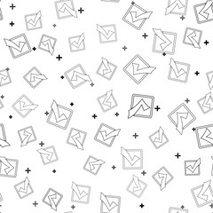 Black Check mark in a box line icon isolated seamless pattern on white background. Tick symbol. Check list button sign. Vector Illustration