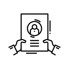Resume line icon, concept sign, outline vector illustration, linear symbol.