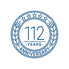 112 years anniversary celebration logo template. Line art vector and illustration.