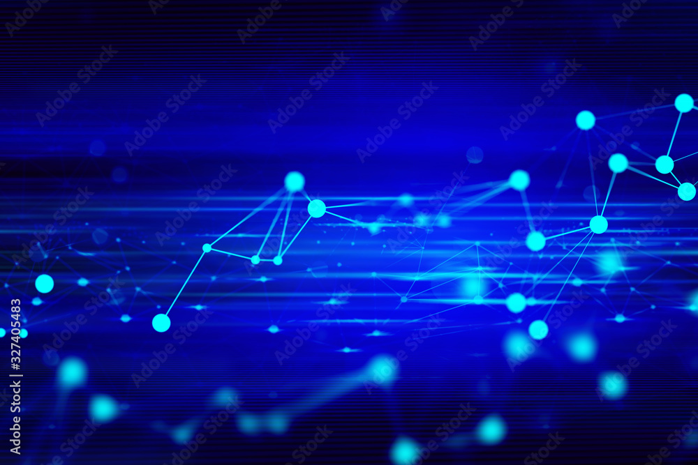 Poster ai network social online internet, machine deep learning and data cloud storage digital grid futuris