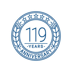 119 years anniversary celebration logo template. Line art vector and illustration.