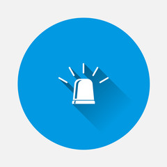 Siren vector icon on blue background. Flat image with long shadow.