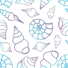Seashell seamless pattern. Scallop vector background.
