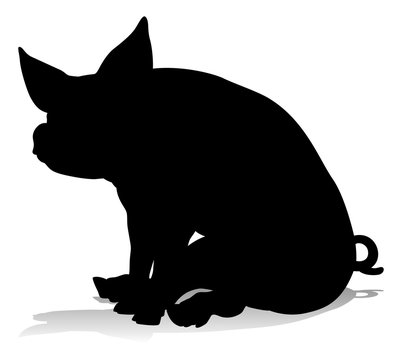 recommend clip art: A pig silhouette farm animal graphic
