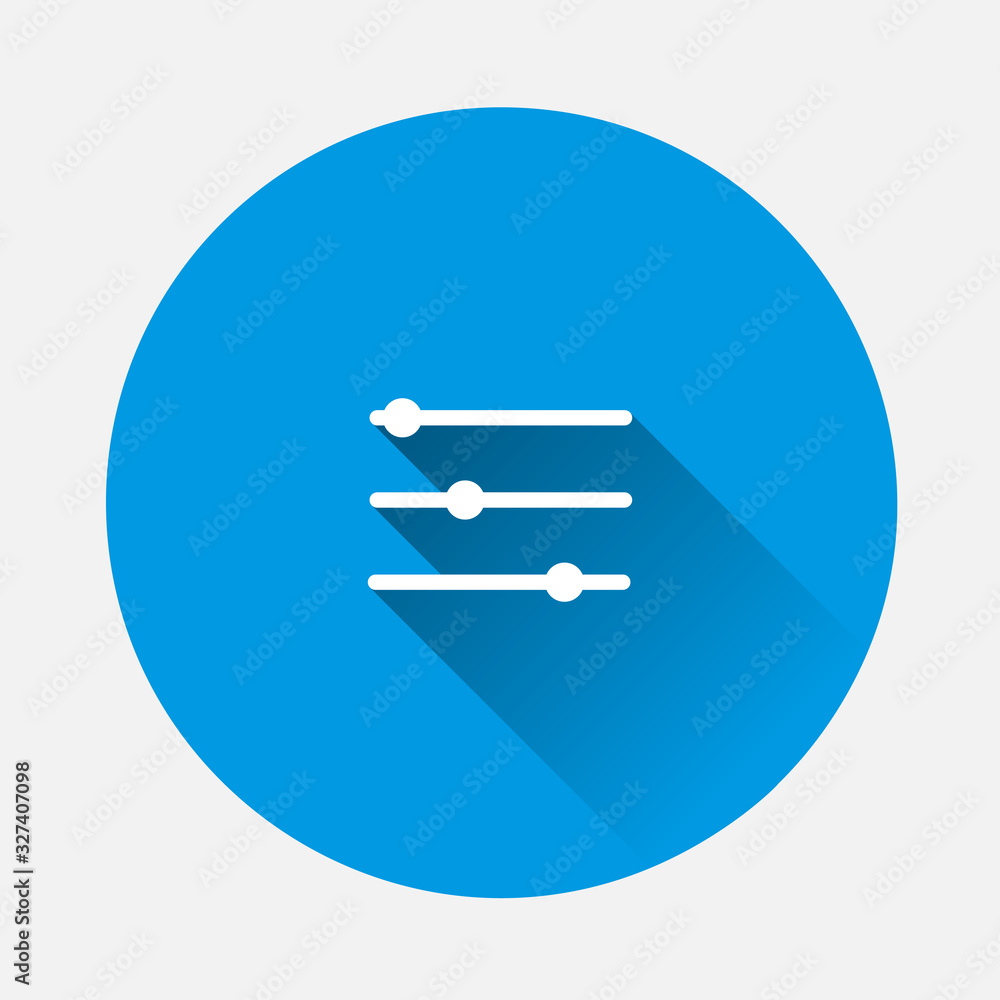 Poster setting icon on blue background. flat image with long shadow.