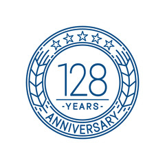 128 years anniversary celebration logo template. Line art vector and illustration.