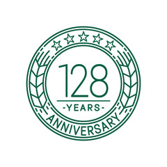 128 years anniversary celebration logo template. Line art vector and illustration.