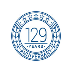 129 years anniversary celebration logo template. Line art vector and illustration.