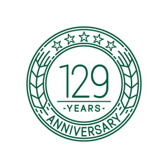 129 years anniversary celebration logo template. Line art vector and illustration.