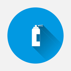 Spray icon on blue background. Flat image with long shadow.