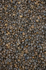 Coffee Beans Background. Close Up.