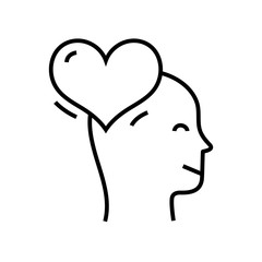 Loving mind line icon, concept sign, outline vector illustration, linear symbol.