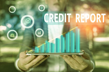 Word writing text Credit Report. Business photo showcasing it is the detailed report of an...