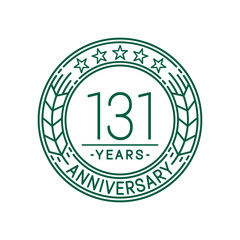 131 years anniversary celebration logo template. Line art vector and illustration.