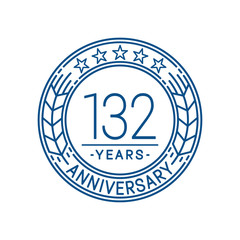 132 years anniversary celebration logo template. Line art vector and illustration.