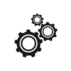 Printgear icon vector,Cogwheel group black icon, flat design isolated on white background