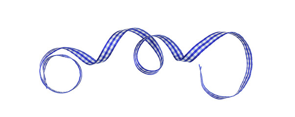 Curled blue checkered ribbon