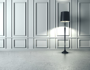 Modern interior with flooring lamp