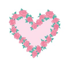 Vector illustration of beautiful hand drawn flowers and plants in heart. The best for Valentines's Day, Wedding and Birthday design.