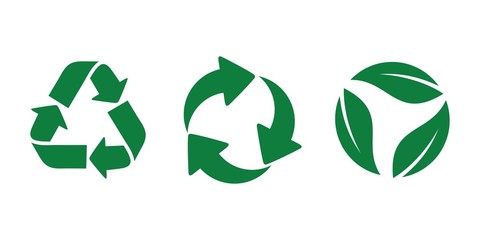 Recycling icon set. isolated on white, Vector illustration