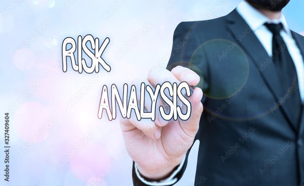 Poster handwriting text risk analysis. conceptual photo review of the risks associated with a particular ev