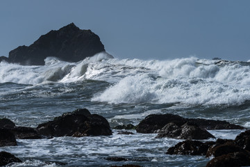 Waves crashing on the beach