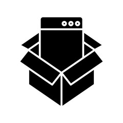 Fototapeta premium Electronics packaging black icon, concept illustration, vector flat symbol, glyph sign.