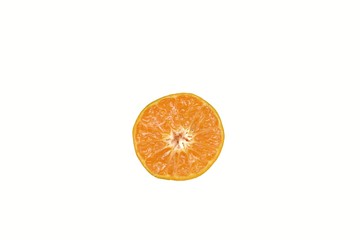 A half cut oranges fruit on white isolated background