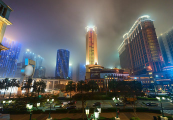 Fototapeta na wymiar Skyscrapers at Macau luxury resort of Macao
