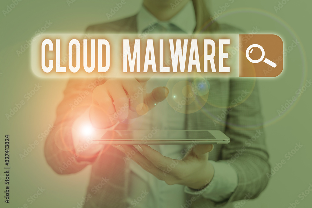Poster conceptual hand writing showing cloud malware. concept meaning malicious software file or program ha