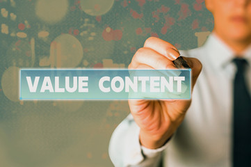 Word writing text Value Content. Business photo showcasing Quality content writing to get good on...
