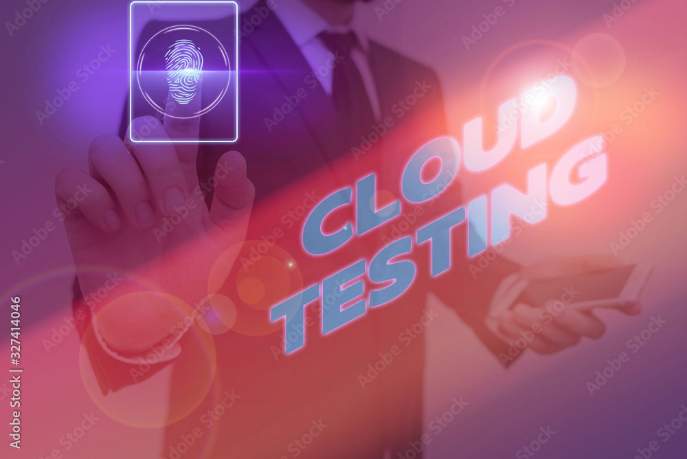 Poster word writing text cloud testing. business photo showcasing is the assessment of a web application pe