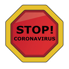 Stop sign coronavirus, caution icon vector, isolated on white background