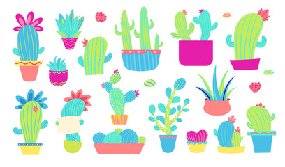Cartoon cactuses set