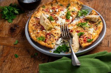 Omelet with tomatoes and feta