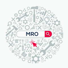 MRO mean (maintenance, repair and operations) Word written in search bar ,Vector illustration. - obrazy, fototapety, plakaty