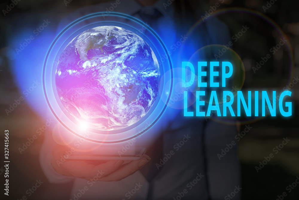 Poster handwriting text writing deep learning. conceptual photo the collection of algorithms used in machin