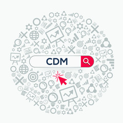 CDM mean (change and data management) Word written in search bar ,Vector illustration.