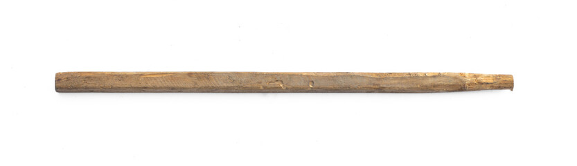 ancient wooden staff for walking isolated on white background