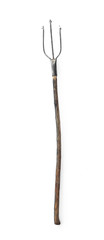 trident, old pitchfork isolated on white background