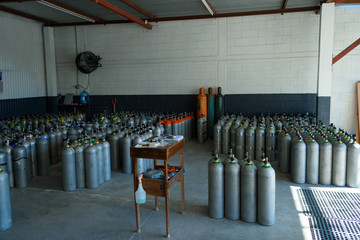 Warehouse oxygen tanks for diving. Overall plan.