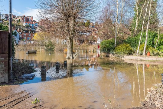 Flooding along the River Severn at Bridgnorth, Shropshire, UK . March 2020. © Mariusz