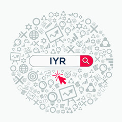 IYR mean (in year revenue) Word written in search bar ,Vector illustration.