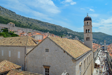 Fototapeta na wymiar Stradun, the city's main street in town Dubrovnik on June 18, 2019. Some episodes of the Game of Thrones filmed there.