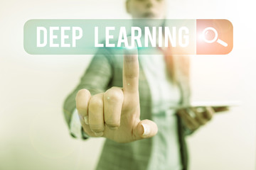 Writing note showing Deep Learning. Business concept for the collection of algorithms used in...