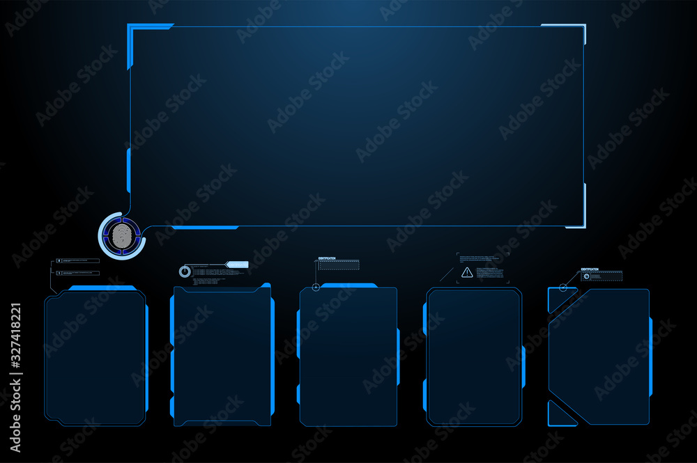 Poster futuristic vector hud interface screen design. digital callouts titles. hud ui gui futuristic user i
