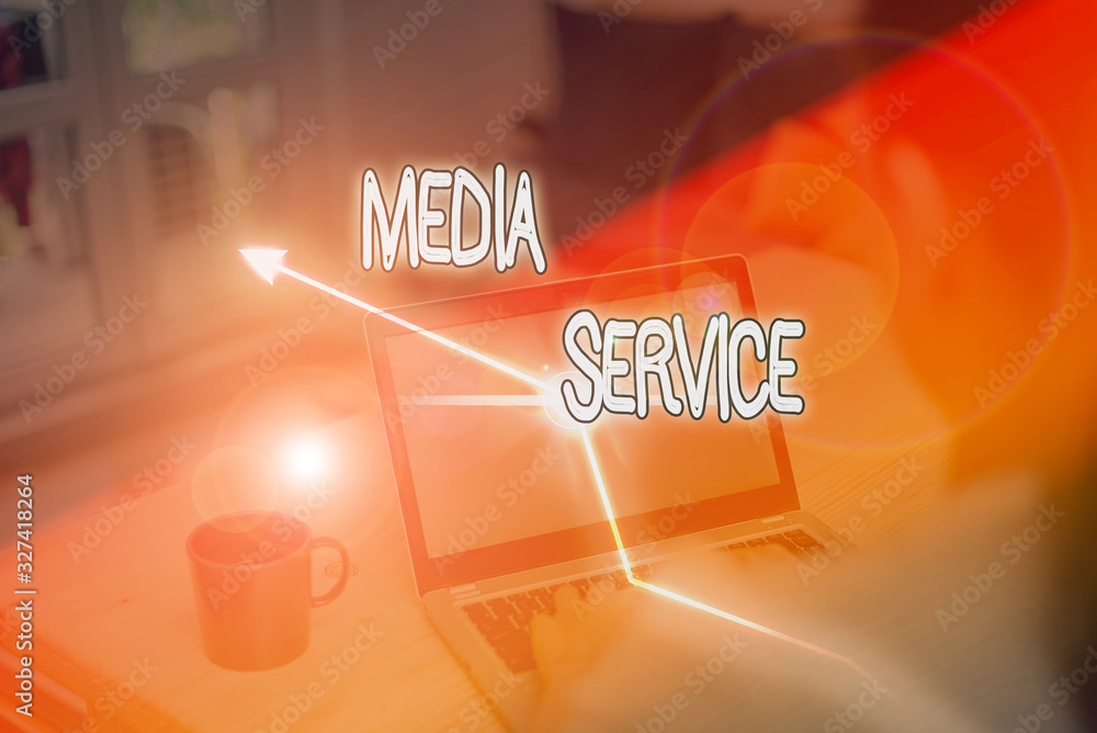 Poster writing note showing media service. business concept for server programs that delivers streaming med