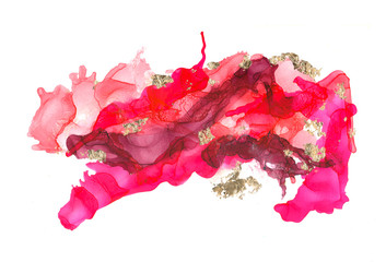 Hand painted background. Alcohol ink stain creative texture. Marbled surface. Abstract blot. Free-flowing paints