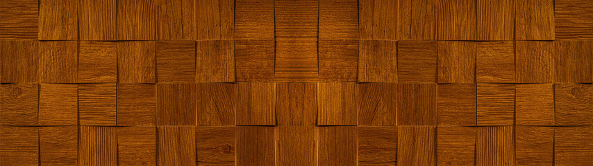 Naklejka premium Brown wooden cubes texture background banner panorama
