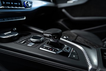 Obraz na płótnie Canvas Automatic gearbox lever shifter. Car interior